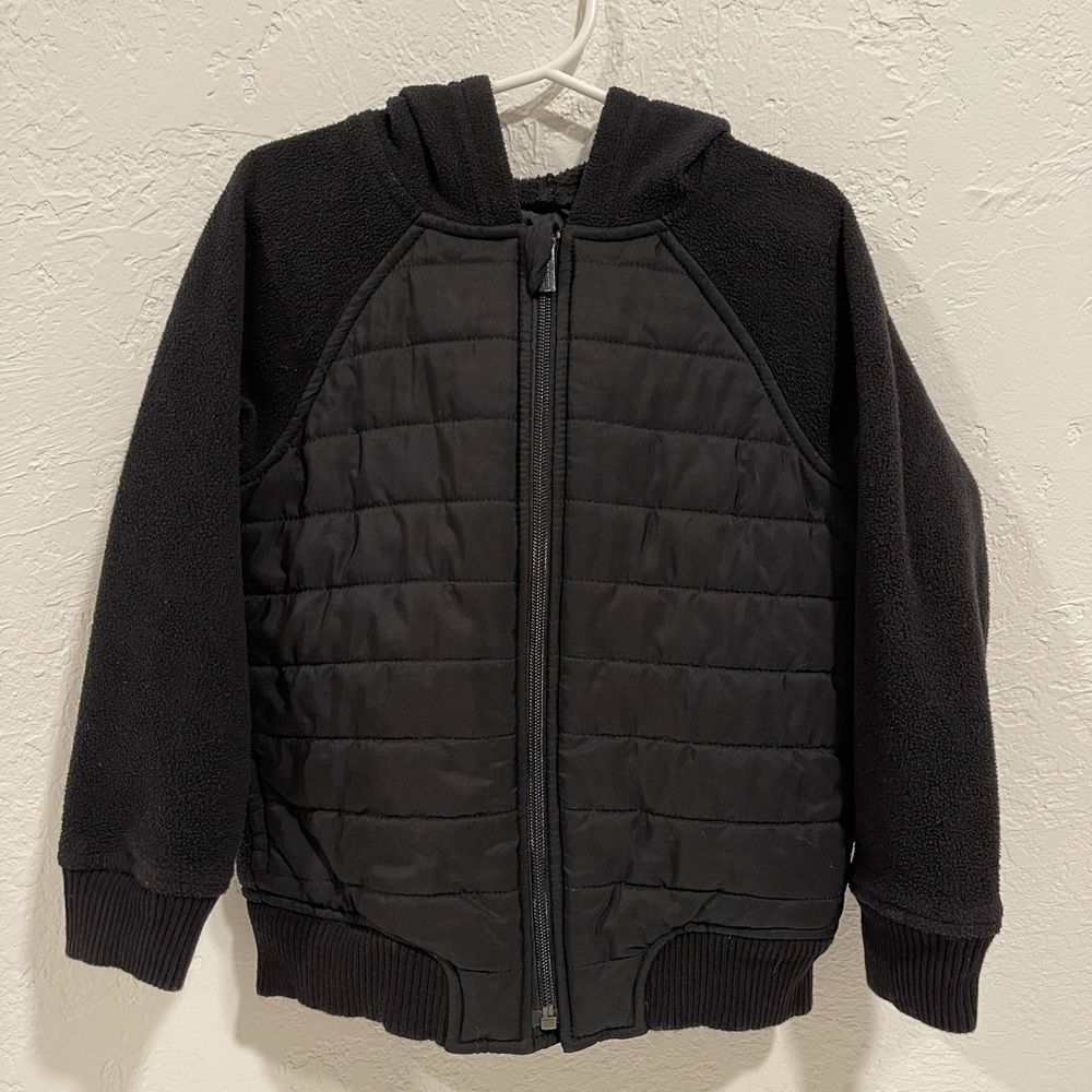 Cozy zip up hoodie with faux puffer vest